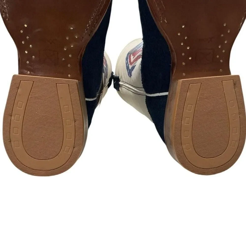 Twisted X Cowboy Boots Mens 9.5 Navy Flag Eagle Tech X Suede Square Toe Western